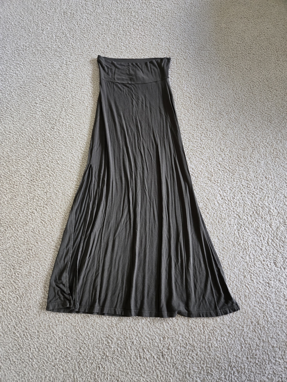 Charlotte Russe Fold-Over Waist Maxi Skirt With Side Slits - Olive Green